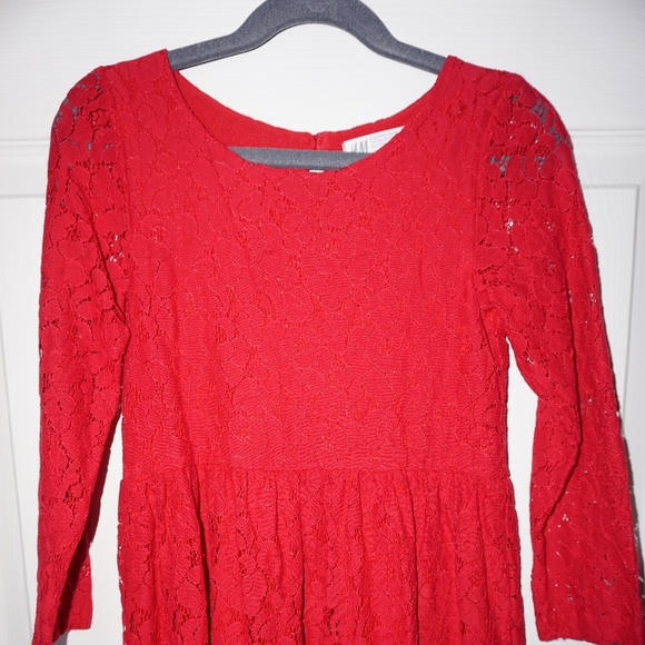 H&M Girls Red Lace Holiday Dress 4-6Y - Picture 4 of 5